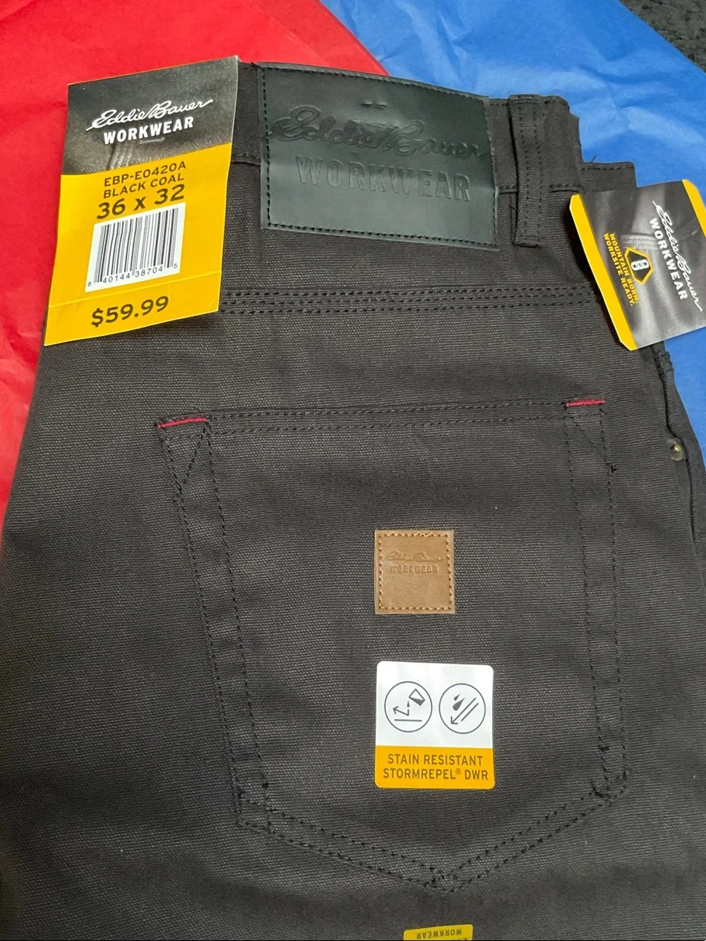 36/32 Eddie Bauer Men’s Black Relaxed Workwear Jeans